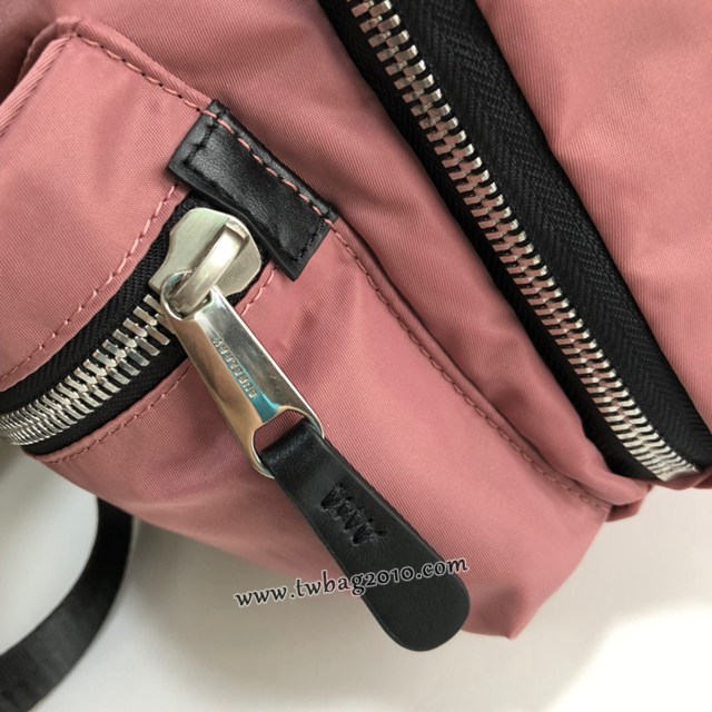 Burberry專門店新款中號牛皮雙肩包邊飾軍旅背包 巴寶莉尼龍布軍風包 yxb1250